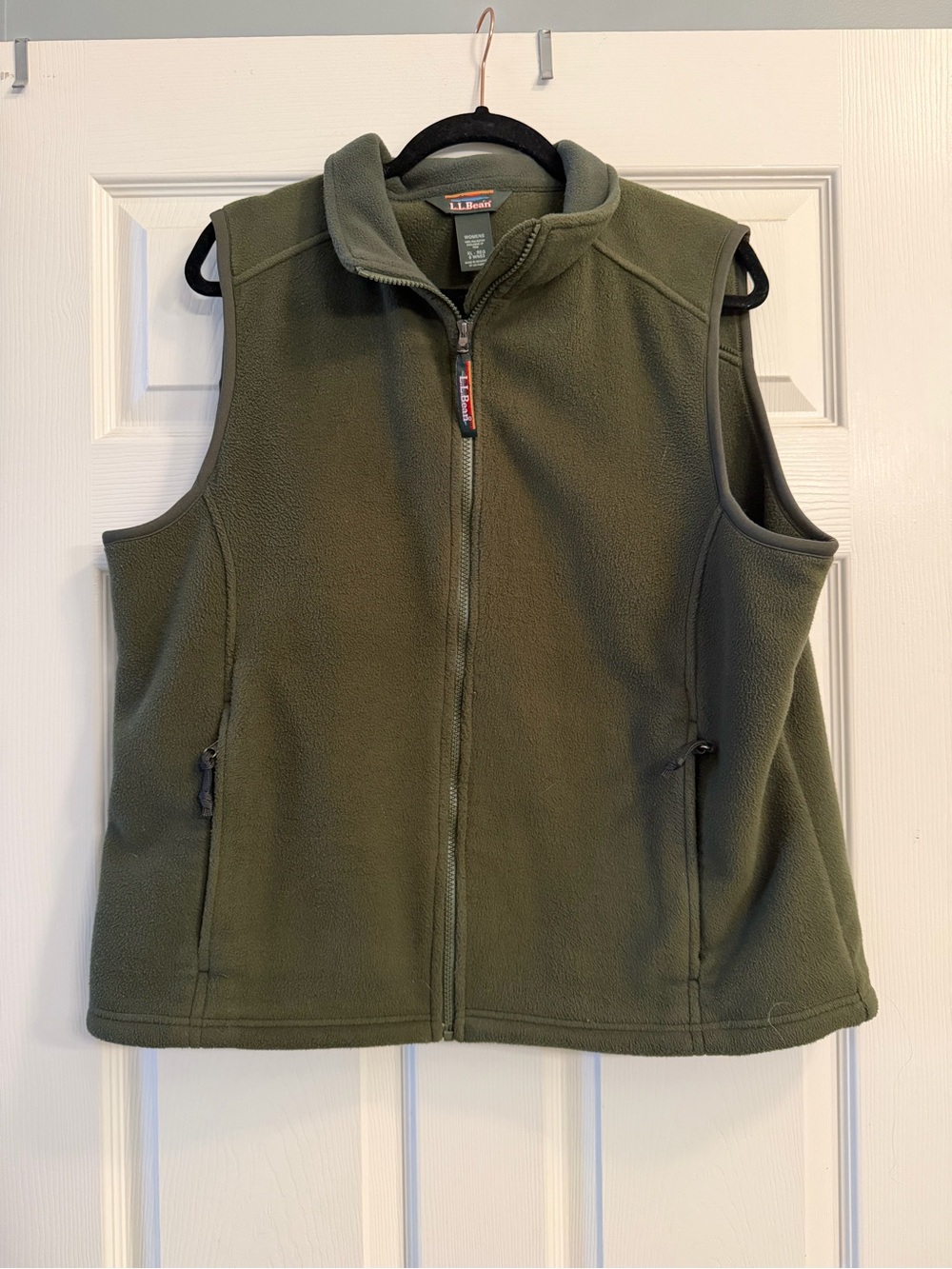 L.L. Bean Women's Olive Green Zip-Front Fleece Vest